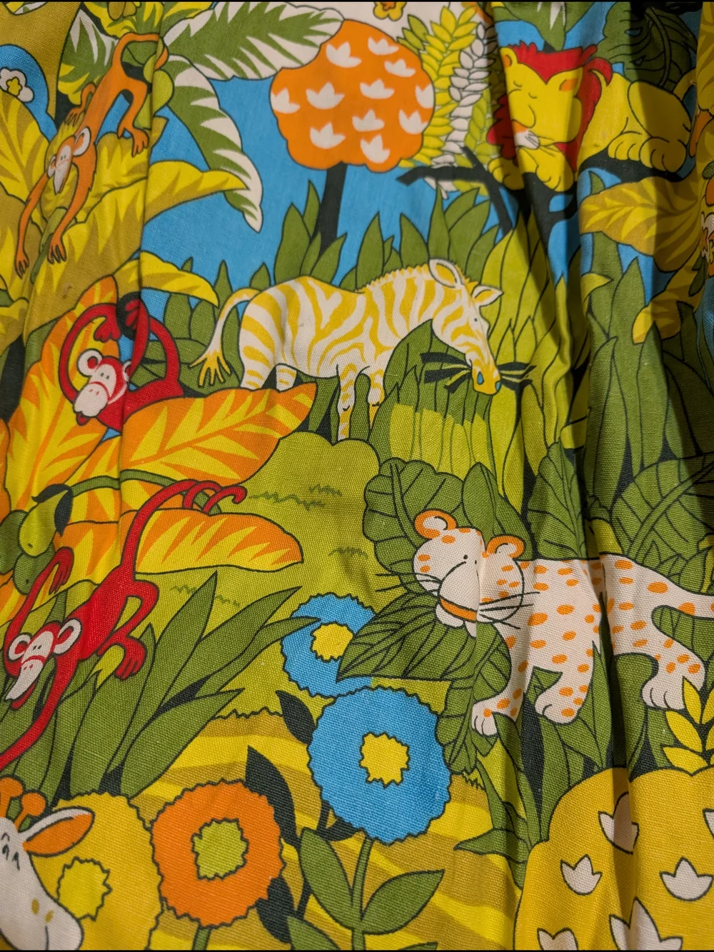 Retro 70s JP Stevens Utica Botanical Zoo Curtains 2 Panels MCM Jungle Safari EVC